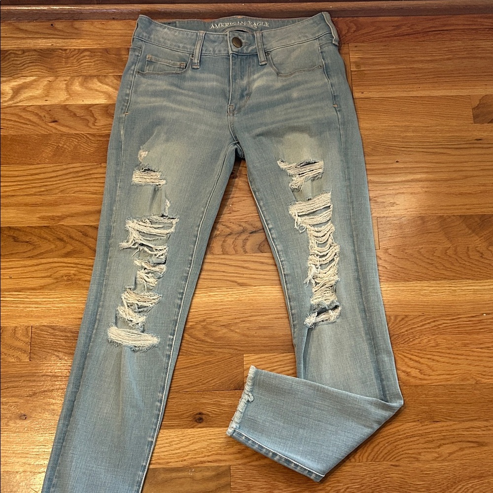 Distressed Light Blue Jeans